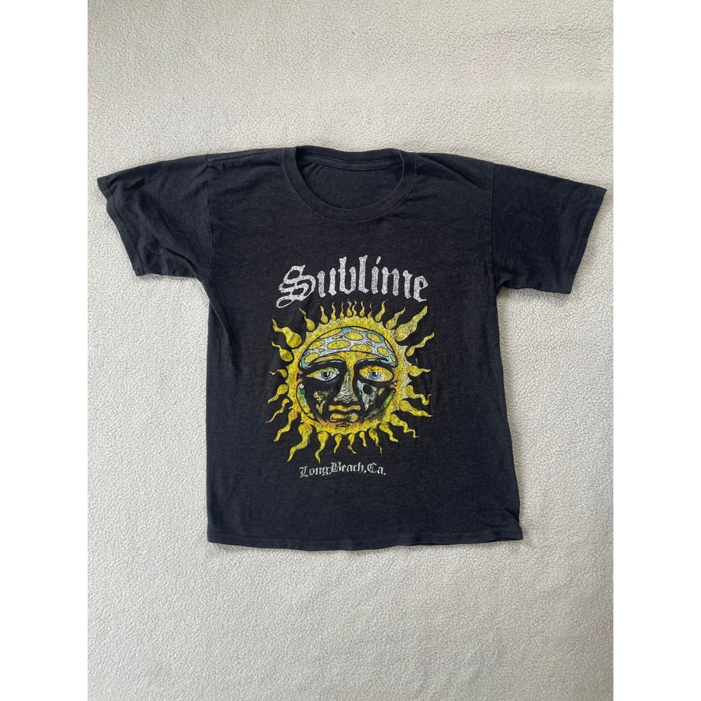 Sublime Womens Small Graphic T-Shirt Charcoal Grey Sun Logo Long‎ Beach Ca
